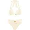 image:imageFloerns Womens Bikini Sets Tie Backless Halter Swimsuit Ruched High Waisted 2 Piece Bathing SuitBeige