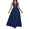 image:imageFloerns Womens Elegant Deep V Neck Halter Dress Sleeveless Backless Flowy Maxi DressesDark Blue