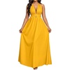 image:imageFloerns Womens Elegant Deep V Neck Halter Dress Sleeveless Backless Flowy Maxi DressesYellow