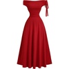 image:imageFloerns Womens Elegant Off The Shoulder Long Dress Tie Side Ruffle Wedding Guest DressesRed