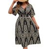 image:imageFloerns Womens Plus Size Boho Hawaiian Tropical Dresses V Neck Short Sleeve Floral A Line Long Dress Vacation Beach OutfitsBlack Multi Striped