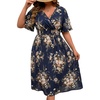 image:imageFloerns Womens Plus Size Boho Hawaiian Tropical Dresses V Neck Short Sleeve Floral A Line Long Dress Vacation Beach OutfitsDark Blue Floral