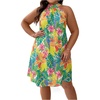 image:imageFloerns Womens Plus Size Floral Halter Dress Sleeveless Tie Back Summer A Line DressesYellow Green Multi