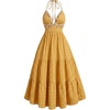 image:imageFloerns Womens Plus Size Halter Maxi Dress Sleeveless Tiered Ruffle Flowy Summer Spring Beach Vacation DressesOrange Yellow