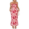 image:imageFloerns Womens Plus Size Summer Floral Strapless Dress Twist Front Bodycon Vacation Long DressesPink