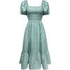 image:imageFloerns Womens Polka Dots Short Puff Sleeve Dress Square Neck Ruffle Summer Maxi DressesAqua Green