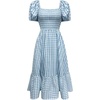 image:imageFloerns Womens Polka Dots Short Puff Sleeve Dress Square Neck Ruffle Summer Maxi DressesBlue and White