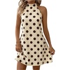 image:imageFloerns Womens Sleeveless Floral Print Sundress Halter Neck A Line Short DressBeige Brown Polka Dots