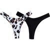 image:imageFloerns Womens Solid Thong Swimming 2 Packs Brazilian Cut Bikini BottomBlack Leopard Multi