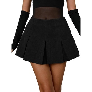 image:imageFloerns Womens Casual Pleated Hem Mini Skirt School Uniform Short SkirtsBlack