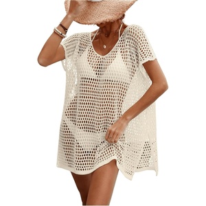 image:imageFloerns Womens Crochet Cover Up Hollow Out Split Vacation Bathing Suit Beach DressBeige