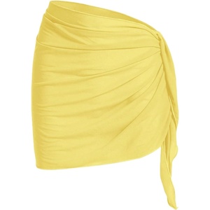 image:imageFloerns Womens Vacation Bathing Suit Wrap Skirt Sheer Bikini Beach Sarong CoverupsButter Yellow Solid