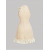 image:imageFloerns Womens Cute Bowknot Halter Dress Pearl Beaded Ruffle Hem Party Mini DressesApricot
