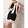 image:imageFloerns Womens Cute Bowknot Halter Dress Pearl Beaded Ruffle Hem Party Mini DressesBlack