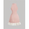image:imageFloerns Womens Cute Bowknot Halter Dress Pearl Beaded Ruffle Hem Party Mini DressesPink