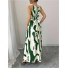 image:imageFloerns Womens Elegant Graphic Halter Dress Sleeveless Tie Back Cocktail Wedding Guest Flowy Maxi DressesGreen