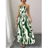 image:imageFloerns Womens Elegant Graphic Halter Dress Sleeveless Tie Back Cocktail Wedding Guest Flowy Maxi DressesGreen