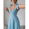 image:imageFloerns Womens Elegant Wedding Guest Dresses Bow Flare Ruffle Cocktail Party Summer Midi DressPale Blue