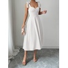 image:imageFloerns Womens Elegant Wedding Guest Dresses Bow Flare Ruffle Cocktail Party Summer Midi DressWhite