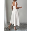 image:imageFloerns Womens Elegant Wedding Guest Dresses Bow Flare Ruffle Cocktail Party Summer Midi DressWhite