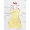 image:imageFloerns Womens Floral Print Tie Backless Halter Dress Bodycon Slit Summer Vacation Mini DressesYellow Floral
