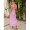 image:imageFloerns Womens Floral Print Tie Strap Square Neck Ruffle Boho Maxi DressPink