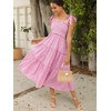 image:imageFloerns Womens Floral Print Tie Strap Square Neck Ruffle Boho Maxi DressPink
