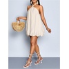 image:imageFloerns Womens Halter Neck Bubble Dress Sleeveless Tie Backless Beach Wedding Guest DressesApricot