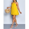 image:imageFloerns Womens Halter Neck Bubble Dress Sleeveless Tie Backless Beach Wedding Guest DressesMustard Yellow