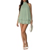 image:imageFloerns Womens Mesh Open Back Halter Dress Sleeveless Ruffle Going Out Mini DressesMint Green
