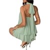 image:imageFloerns Womens Mesh Open Back Halter Dress Sleeveless Ruffle Going Out Mini DressesMint Green
