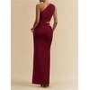 image:imageFloerns Womens One Shoulder Cutout Maxi Party Dress Sleeveless Split Bodycon Wedding Guest Night Out DressesBurgundy