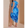 image:imageFloerns Womens Plus Size Asymmetrical Neck Long Dress Ruched Slit Hem Cocktail DressOcean Blue