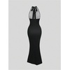 image:imageFloerns Womens Plus Size Elegant Halter Maxi Dress Draped Cowl Neck Fishtail Backless Bodycon Party Cocktail Long DressesDark Purple
