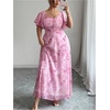 image:imageFloerns Womens Plus Size Floral Maxi Dress Sweetheart Neck A Line Beach Vacation DressesPink