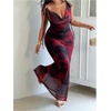 image:imageFloerns Womens Plus Size Floral Maxi Dress Tie Shoulder Cowl Neck Bodycon Wedding Guest DressesBlack and Red