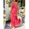 image:imageFloerns Womens Plus Size Floral Maxi Dress Tie Shoulder Cowl Neck Bodycon Wedding Guest DressesHot Pink