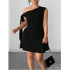 image:imageFloerns Womens Plus Size Off The Shoulder Elegant Party Dress Knot Side Wedding Guest Summer Mini DressesBlack