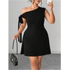 image:imageFloerns Womens Plus Size Off The Shoulder Elegant Party Dress Knot Side Wedding Guest Summer Mini DressesBlack