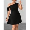 image:imageFloerns Womens Plus Size Off The Shoulder Elegant Party Dress Knot Side Wedding Guest Summer Mini DressesBlack