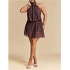 image:imageFloerns Womens Plus Size Polka Dots Halter Dress Tie Backless A Line Going Out DressesBrown