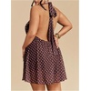 image:imageFloerns Womens Plus Size Polka Dots Halter Dress Tie Backless A Line Going Out DressesBrown