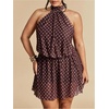 image:imageFloerns Womens Plus Size Polka Dots Halter Dress Tie Backless A Line Going Out DressesBrown