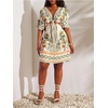 image:imageFloerns Womens Plus Size Tropical Short Dress Dolman Sleeve Cut Out Deep V Neck Vacation DressesGreen