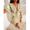 image:imageFloerns Womens Plus Size Tropical Short Dress Dolman Sleeve Cut Out Deep V Neck Vacation DressesGreen