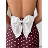 image:imageFloerns Womens Polka Dots Cowl Neck Maxi Dress Vintage Bow Backless Bodycon Party Cocktail DressesBurgundy