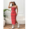 image:imageFloerns Womens Striped Print Sleeveless Split Thigh Casual Cami Long DressRed and White