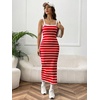 image:imageFloerns Womens Striped Print Sleeveless Split Thigh Casual Cami Long DressRed and White