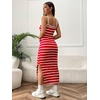 image:imageFloerns Womens Striped Print Sleeveless Split Thigh Casual Cami Long DressRed and White