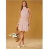 image:imageFloerns Womens Summer Mini Dress Sleeveless Halter Backless Ruched Date Night Layered A Line DressesApricot